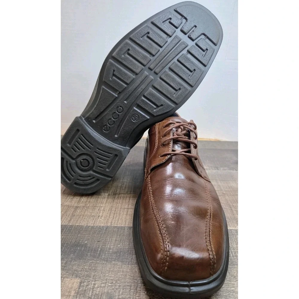 ECCO Mens Helsinki Bicycle Toe Tie Cocoa Brown Leather Oxfords Eur 43 US 9--10.5